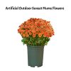 Artificial Outdoor Sunset Mums CUV-Resistant, Waterproof & Windproof Flowers